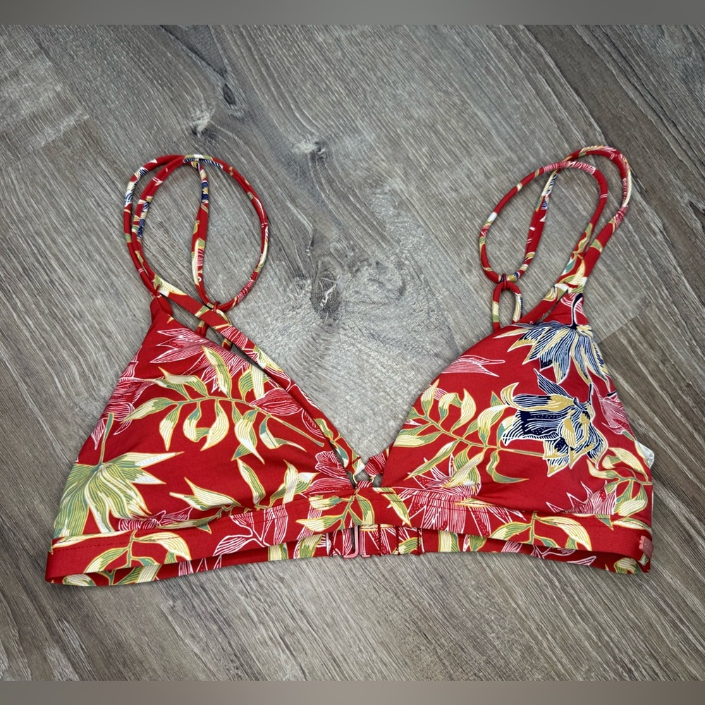 Roxy Red Floral Bikini Top
